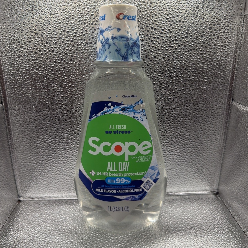 Crest Scope All Fresh All Day Alcohol Free Mouthwash 24hr Breath Protection Mint